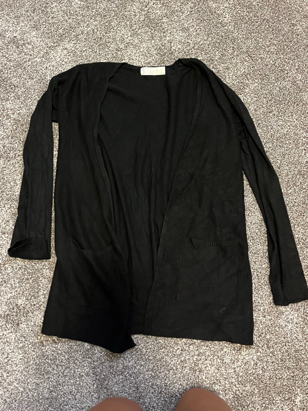 Time and Tru Black Knit Open Cardigan